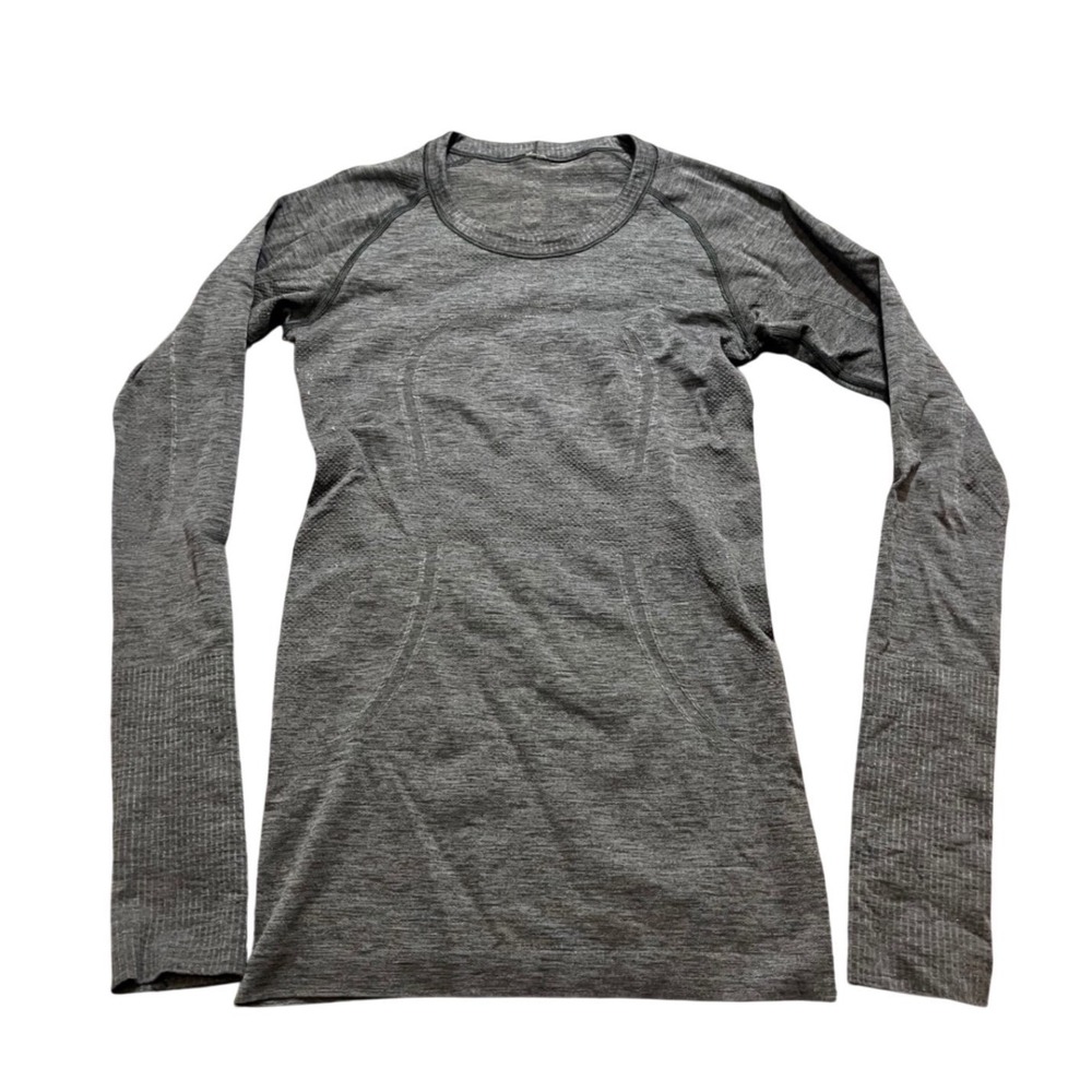 Lululemon Ladies Swiftly Tech Long‎ Sleeve Activewear Top Gray Athletic Size 4